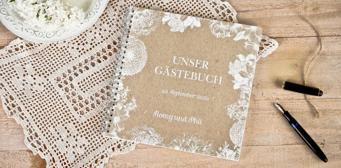 Gästebuch Hochzeit Personalisiert
 Hochzeitsgästebuch klassisch personalisiert oder