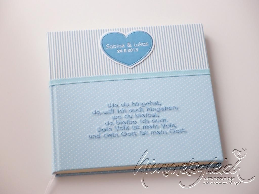 Gästebuch Hochzeit Spruch
 Gästebuch für Hochzeit mit Spruch hellblau