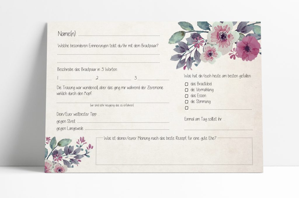 Gästebuch Hochzeit Zum Ausfüllen
 Gästebuch Hochzeit mit Fragen zum Ausfüllen DIY Hochzeit