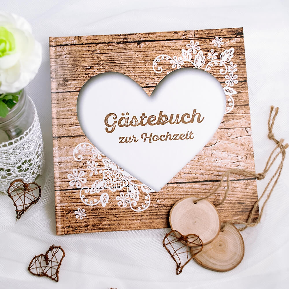 Gästebücher Hochzeit
 Gästebuch "Herzenssache" in Holzoptik weddix