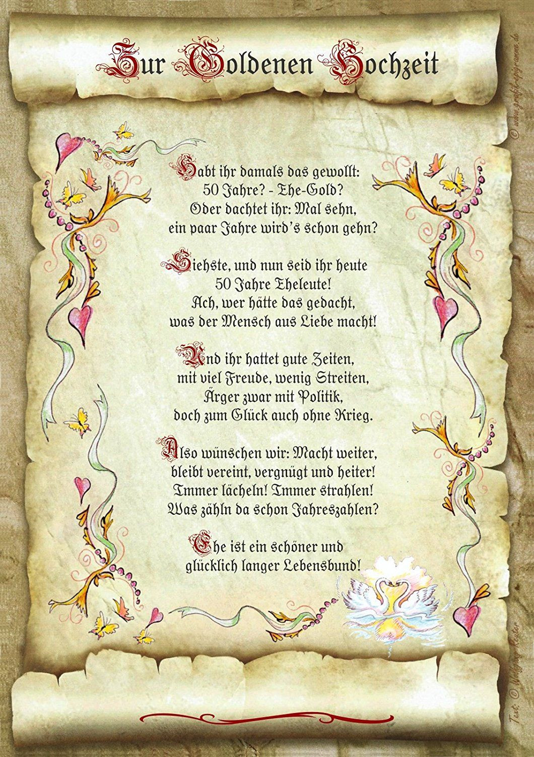 Gedicht Diamantene Hochzeit
 Geschenk Goldene Hochzeit Urkunde Gedicht Präsent Jubiläum