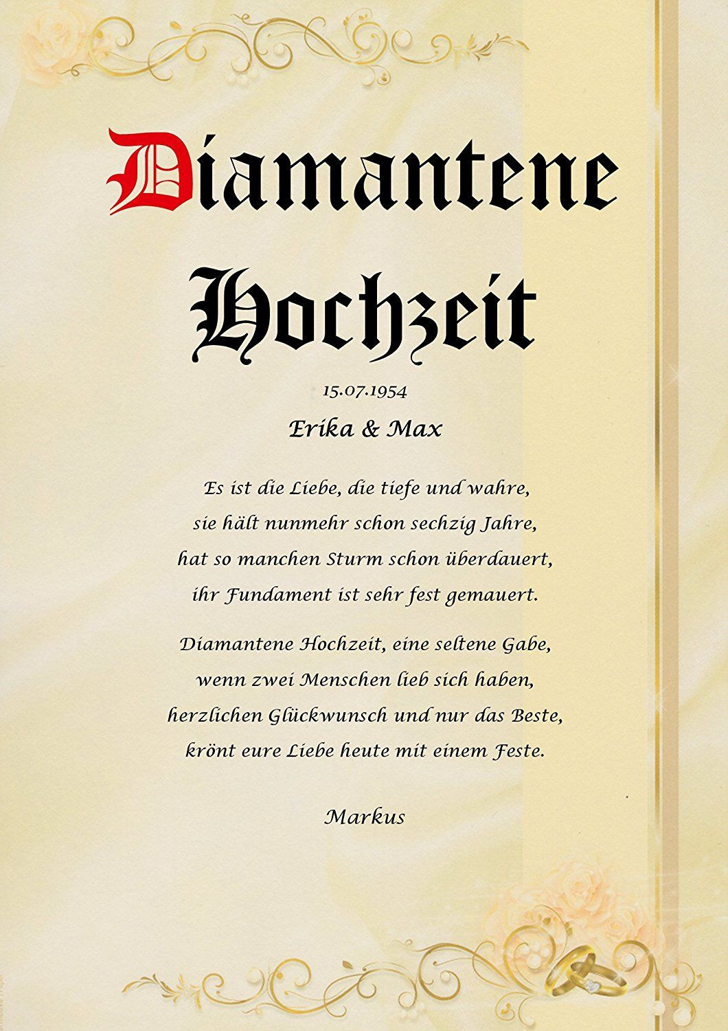 Gedicht Diamantene Hochzeit
 20 Der Besten Ideen Für Spruch Zur Diamantenen Hochzeit