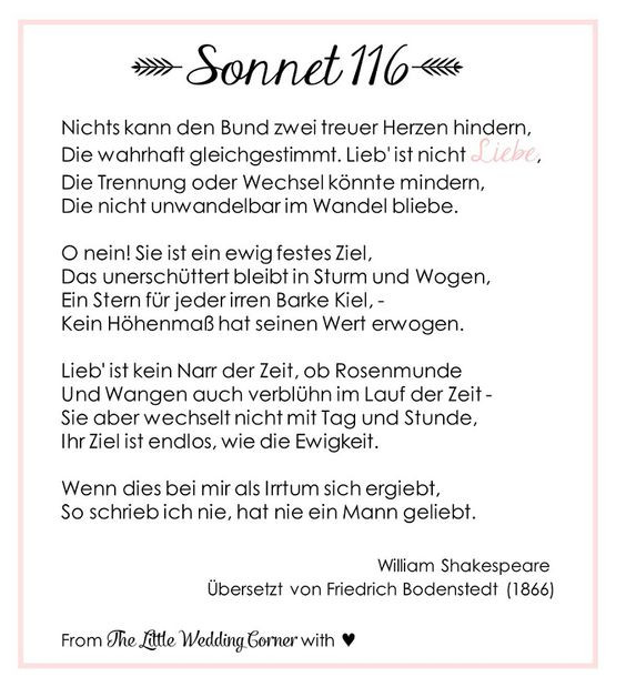 Gedicht Für Hochzeit
 Gedicht zur Hochzeit Shakespeares Sonnet 116