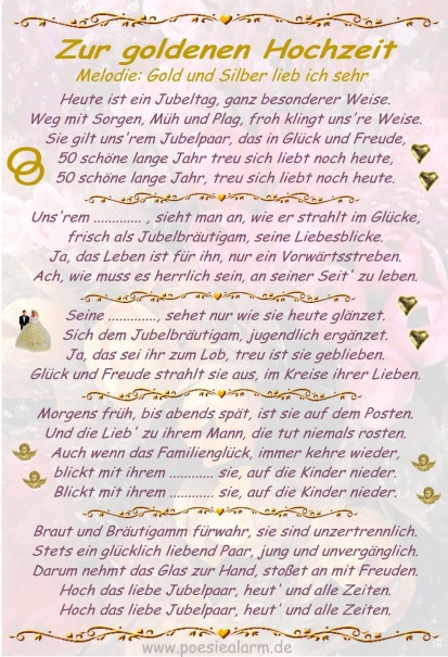 Gedicht Goldene Hochzeit Lustig
 Lustiges Gedicht Hochzeit