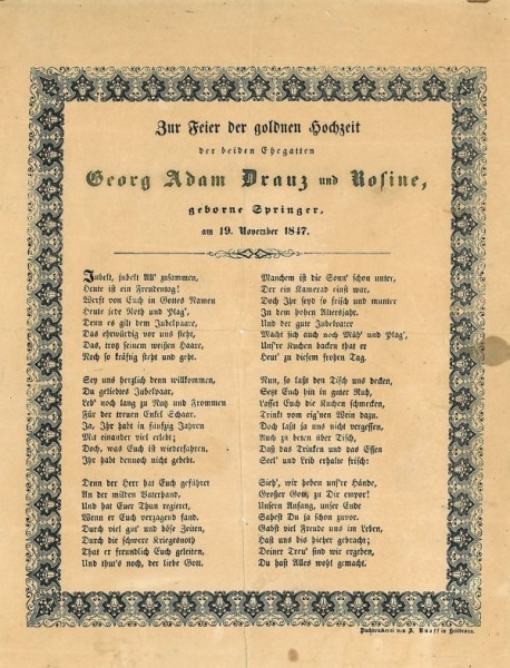 Gedicht Zur Goldenen Hochzeit
 Gedicht zur Feier der goldenen Hochzeit von Georg Adam