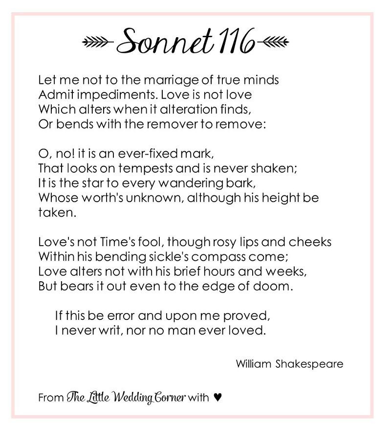 Gedicht Zur Hochzeit Modern
 Gedicht zur Hochzeit Shakespeares Sonnet 116