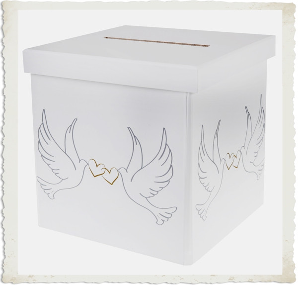 Geldbox Hochzeit
 Geldbox Hochzeit Weiß mit Tauben 20 x 20 x 20 cm