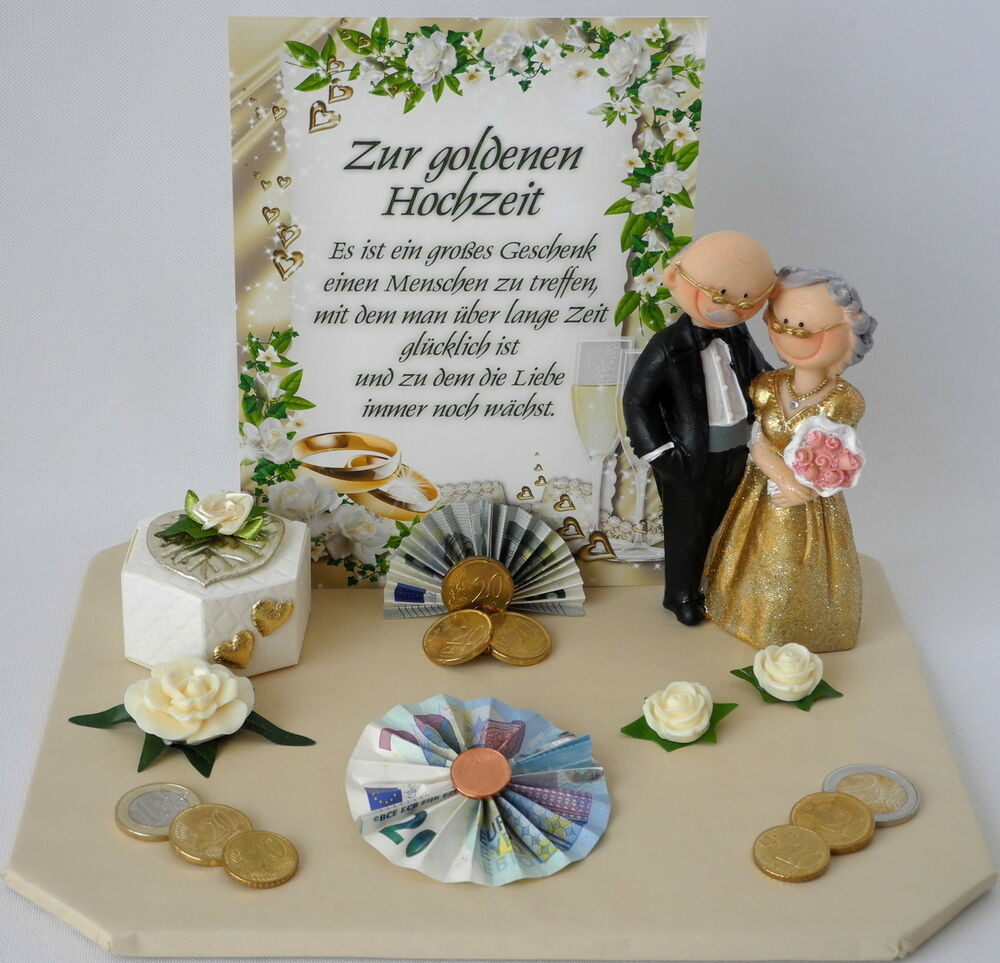 Geldgeschenk Goldene Hochzeit
 Geldgeschenk zur goldene Hochzeit Goldpaar 6eck