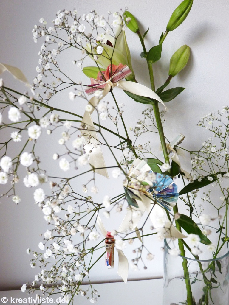 Geldgeschenk Hochzeit Basteln Baum
 Geldgeschenk basteln in letzter Minute mit Schnittblumen