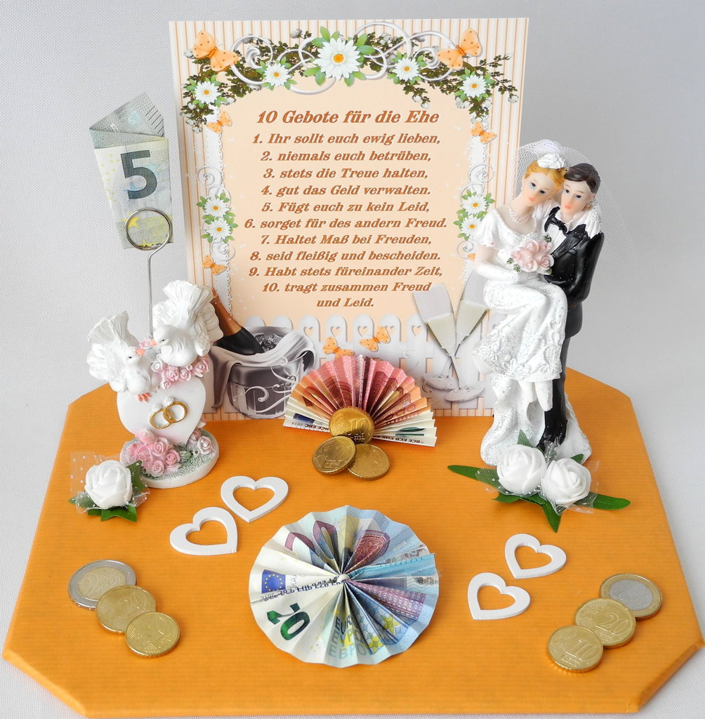 Geldgeschenk Hochzeit Höhe
 Geldgeschenk zur Hochzeit orange weiß Geschenk Brautpaar