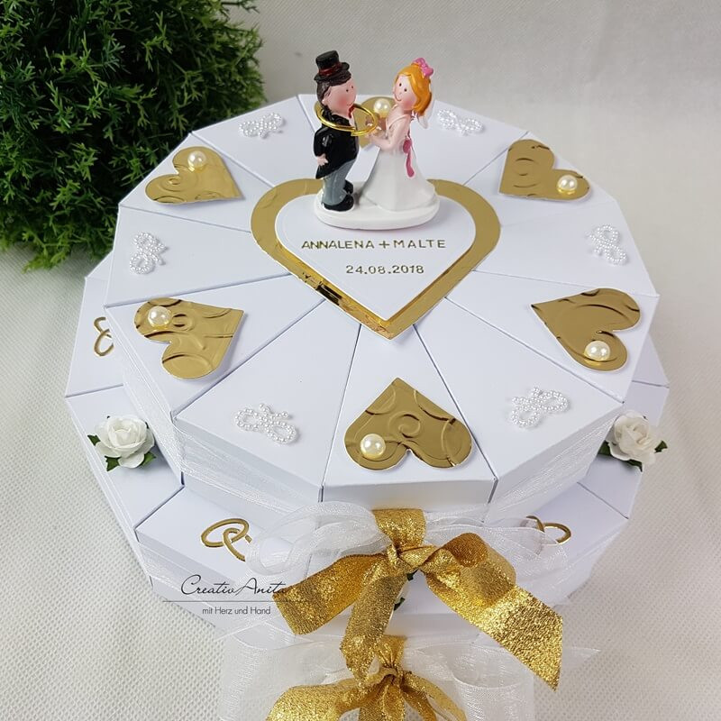 Geldgeschenk Hochzeit Höhe
 Schachteltorte zur Goldenen Hochzeit 2 stöckig