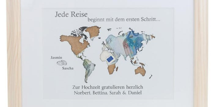 Geldgeschenk Hochzeit Spruch Karte
 Geldgeschenk Weltkarte