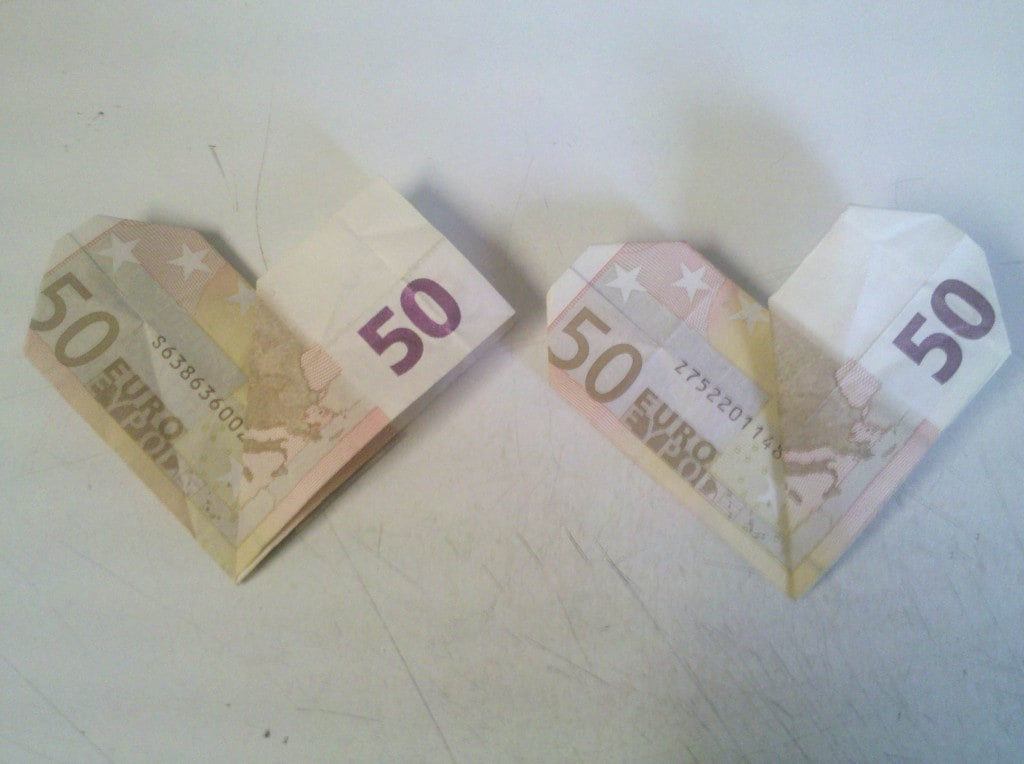 Geldscheine Falten Hochzeit Herz
 Herz aus Geldschein falten Origami mit Geldscheinen