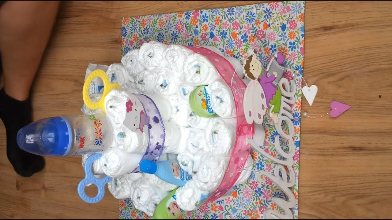 Geschenke Baby
 Geschenke zur Geburt Windel Torte basteln Basteln von