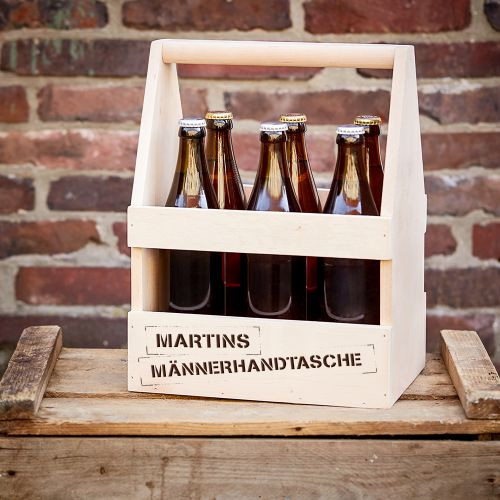 Geschenke Für Alte Männer
 Flaschenträger mit Gravur Männerhandtasche Holz Bierträger