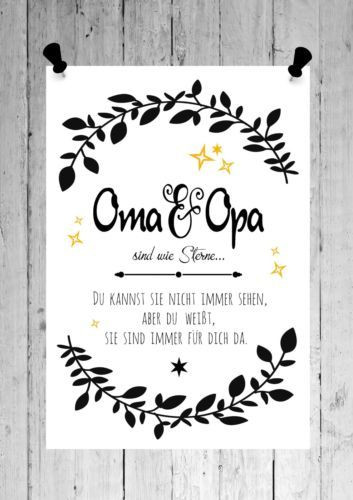 Geschenke Für Opa Vom Enkel
 Druck FINE ART Bild Poster OMA OPA SIND STERNE Print