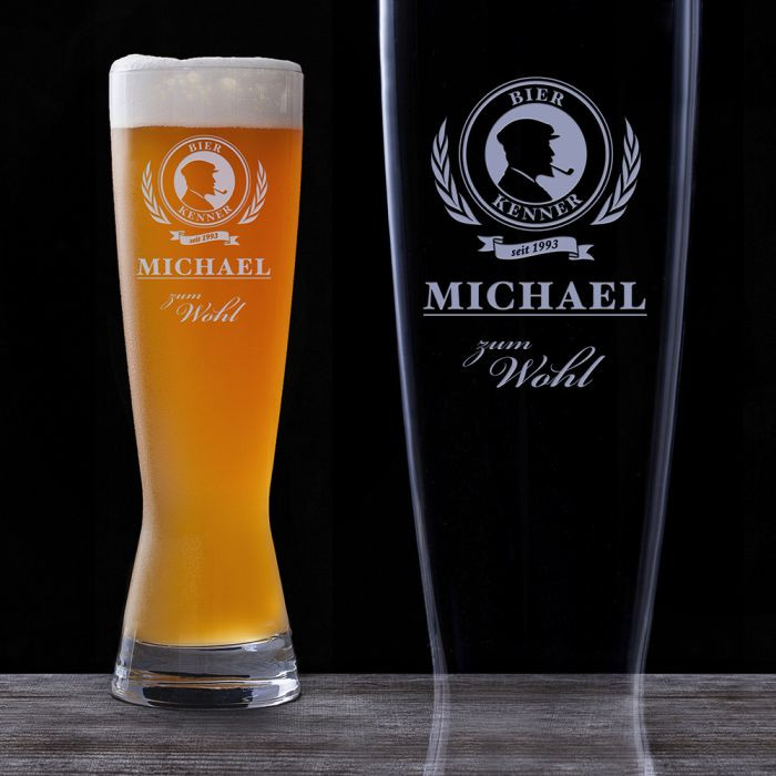 Geschenke Mit Bier
 Weizenglas mit Gravur – Bier Kenner personalisiertes
