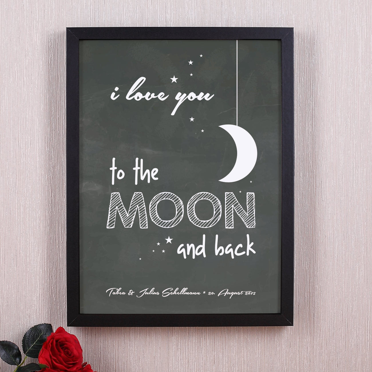 Geschenke Online 4 You
 i love you to the moon and back gerahmtes Poster mit