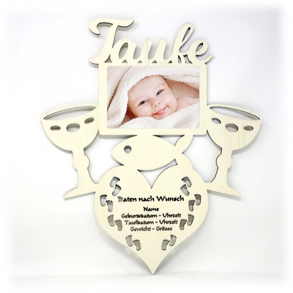 Geschenke Taufe Junge
 Taufkelch Baby Bilderrahmen individuell mit Namen