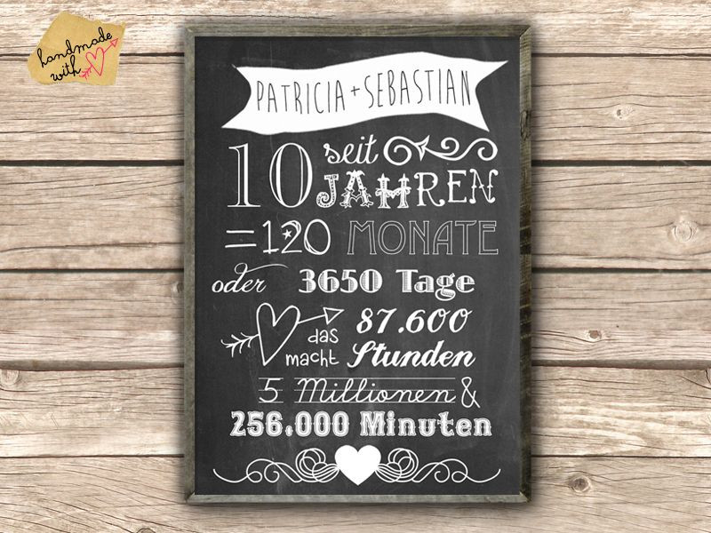 Geschenke Zum 10. Hochzeitstag
 Euer Jahrestag als Poster von VintagePaperGoods