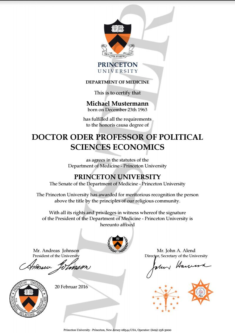 Geschenke Zum Doktortitel
 Doktortitel kaufen Princeton University
