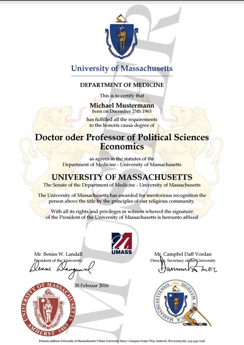 Geschenke Zum Doktortitel
 Doktortitel kaufen Massachusetts University