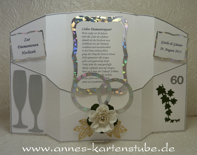 Geschenke Zur Diamantenen Hochzeit
 Annes Kartenstube Eine Isicard zur Diamantenen Hochzeit