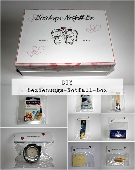 Geschenkideen Jahrestag Freund
 DIY Beziehungsnotfallbox Do it your self