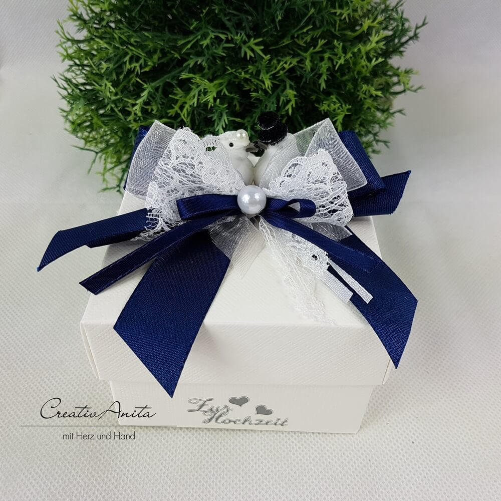 Geschenkschachtel Hochzeit
 Geschenkschachtel zur Hochzeit Geldgeschenk in Marine