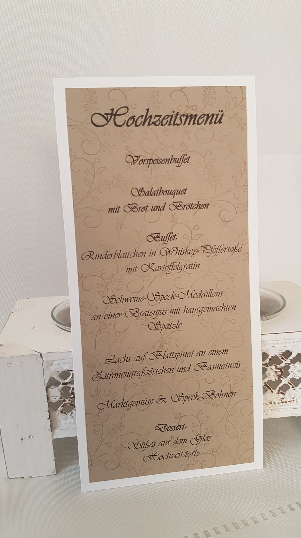 Getränkekarte Hochzeit
 Einladungskarten Menü Getränkekarte Hochzeit vintage