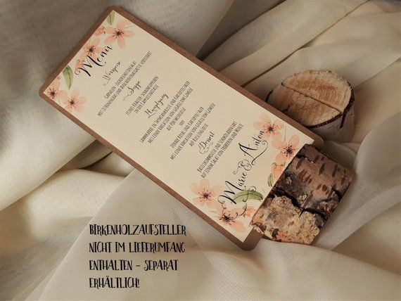 Getränkeliste Hochzeit
 Menükarte Menü Hochzeit Vintage Getränkekarte Kraftpapier