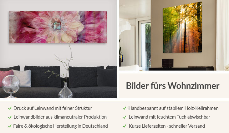 Glasbilder Wohnzimmer
 Wandbilder fürs Wohnzimmer