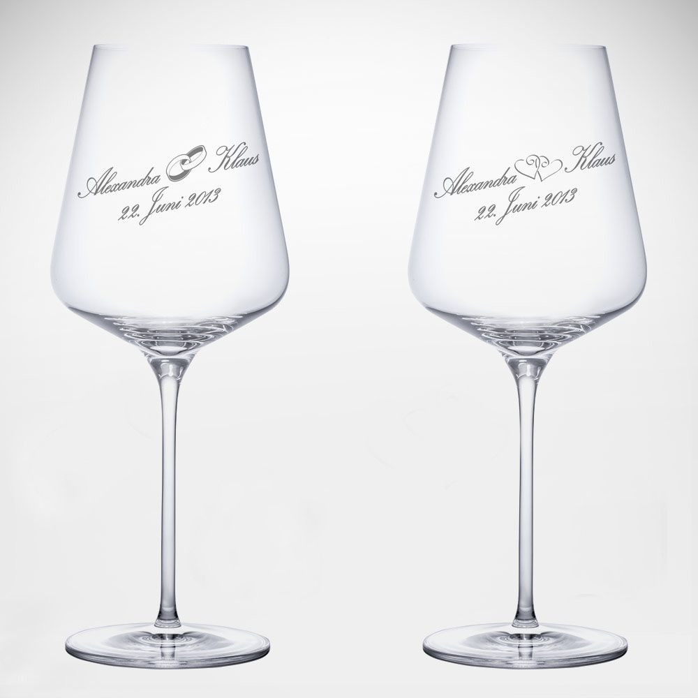 Gläser Gravieren Hochzeit
 Weingläser zur Hochzeit Rotweinglas personalisiert