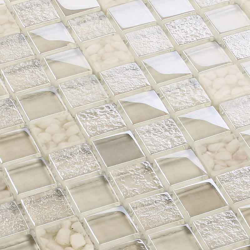 Glasmosaik Fliesen
 Glasmosaik Fliesen Mosaik Crystal Pebbles Beige Creme 8 mm