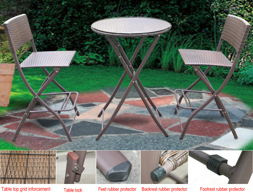 Glasplatte Für Tisch
 Outdoor Bartisch Set aus Rattan mit Glasplatte für Tisch