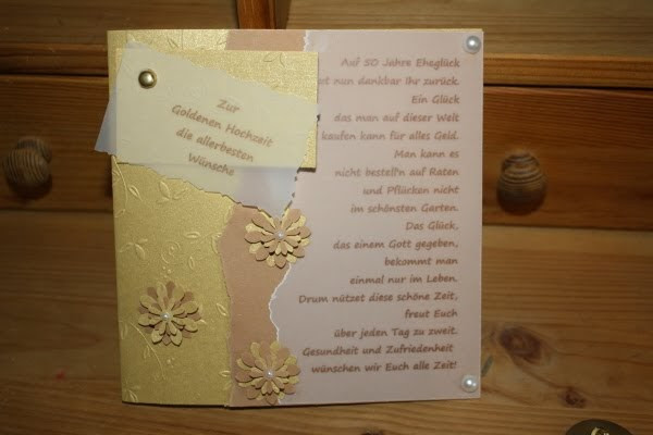 Glückwunschkarte Goldene Hochzeit
 Magische Bastelwelt Glückwunschkarte zur goldenen Hochzeit