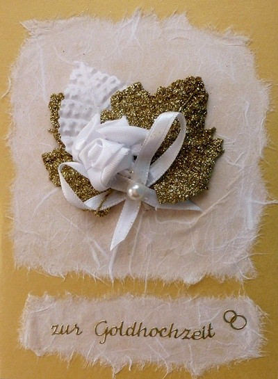 Glückwunschkarte Goldene Hochzeit
 Romantische Karte zur Goldenen Hochzeit – 87 Karten