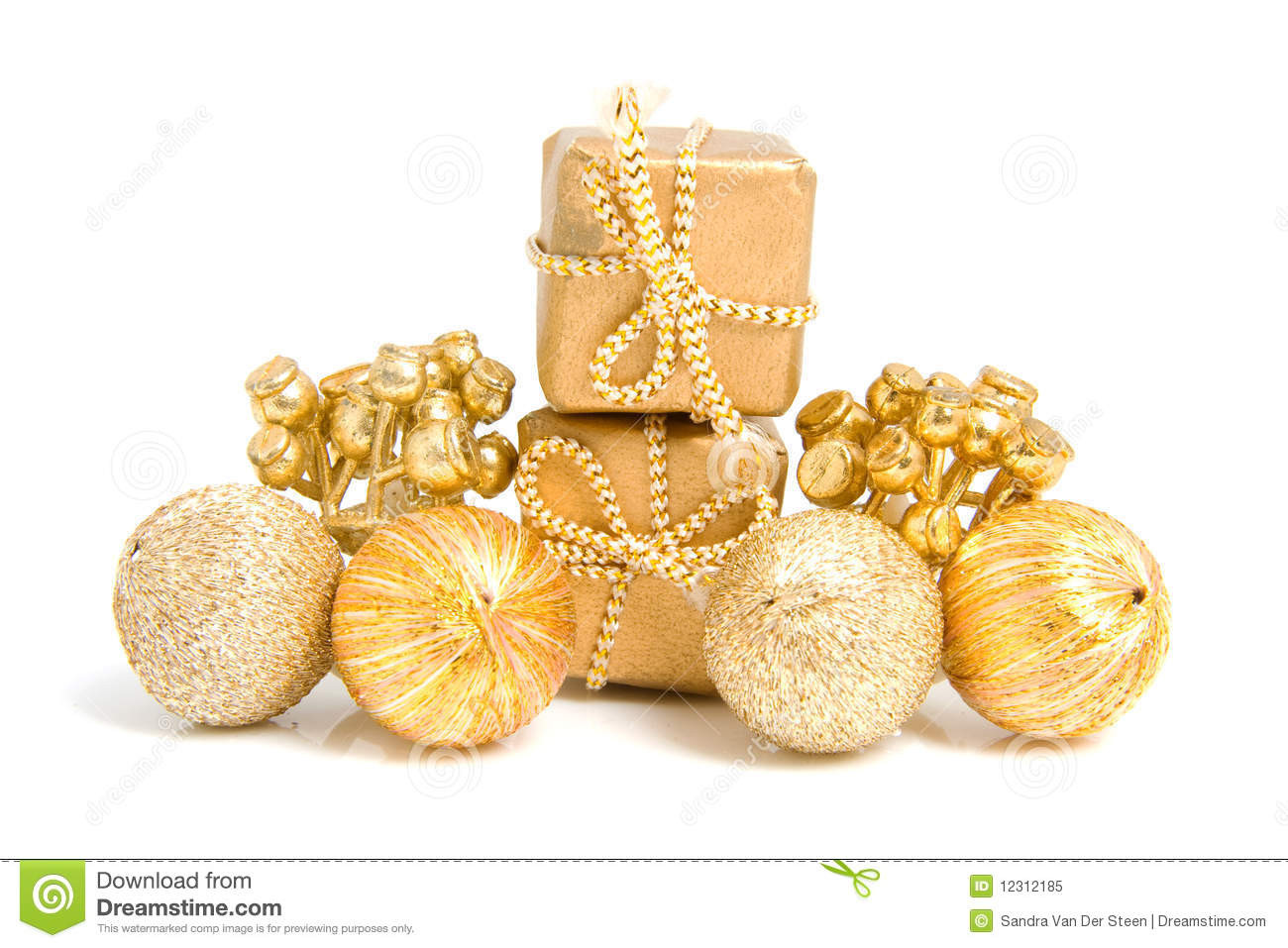 Gold Geschenke
 Goldene Geschenke Und Dekoration Lizenzfreies Stockfoto