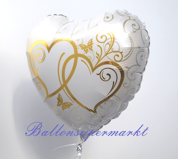 Gold Hochzeit
 Folienballon Verschlungene Herzen gold Herz Folienballon