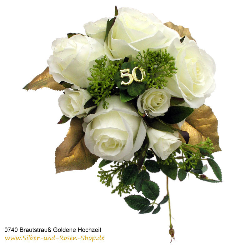 Goldene Hochzeit
 Brautstrauß Goldene Hochzeit aus Seidenblumen online bestellen