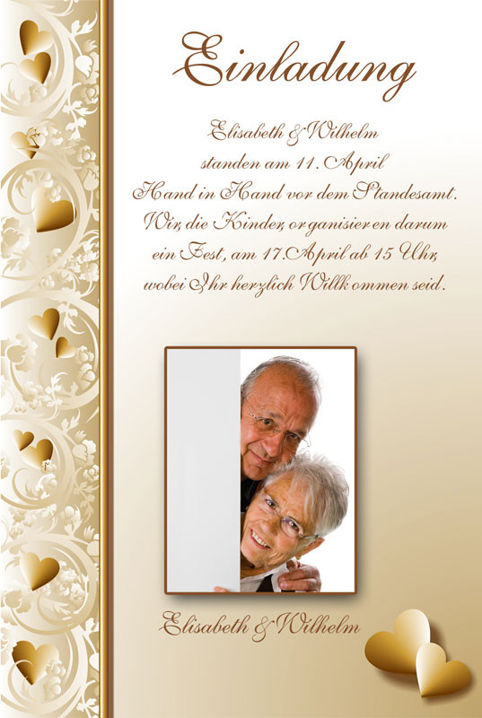 Goldene Hochzeit Einladung
 Detailseite GoldeneHochzeit Einladungen Dankeskarten Shop