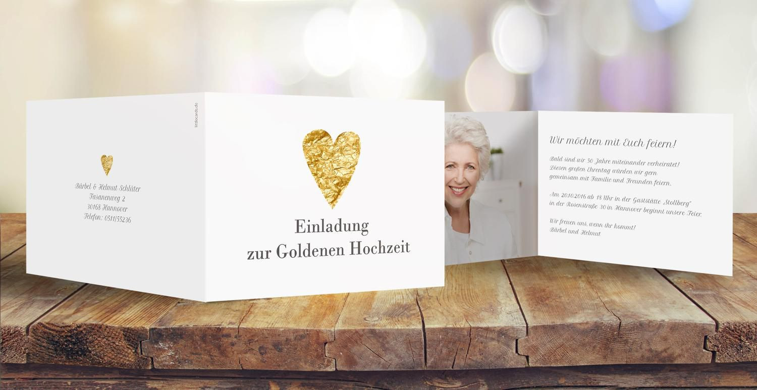 Goldene Hochzeit Einladungskarten
 Einladungskarten Goldene Hochzeit line