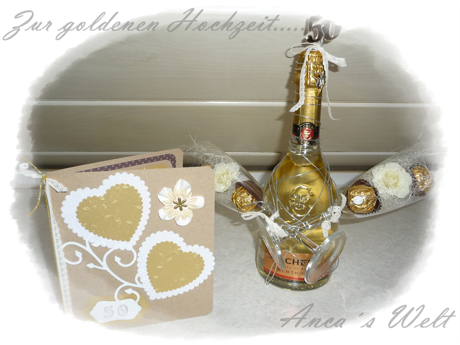 Goldene Hochzeit Geschenke
 Anca´s Welt Goldene Hochzeit Karte Deko & Co
