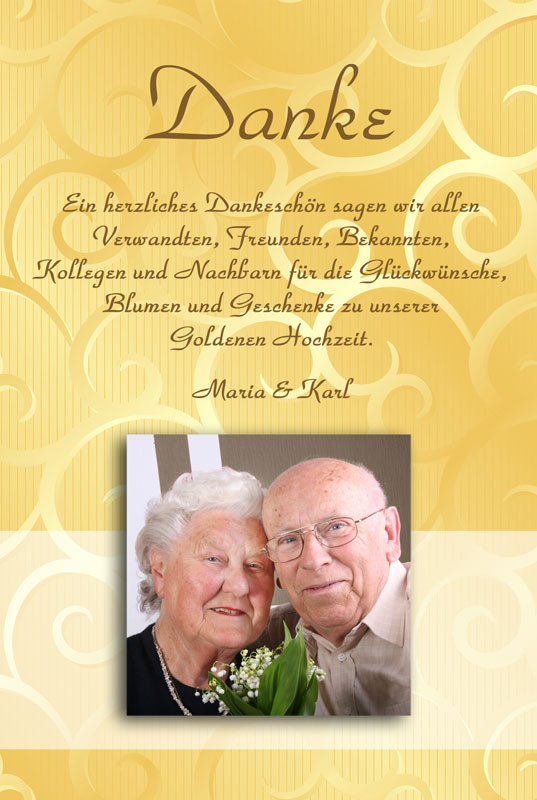 Goldene Hochzeit Spruch
 Dankeskarten & Danksagungen zur Goldenen Hochzeit