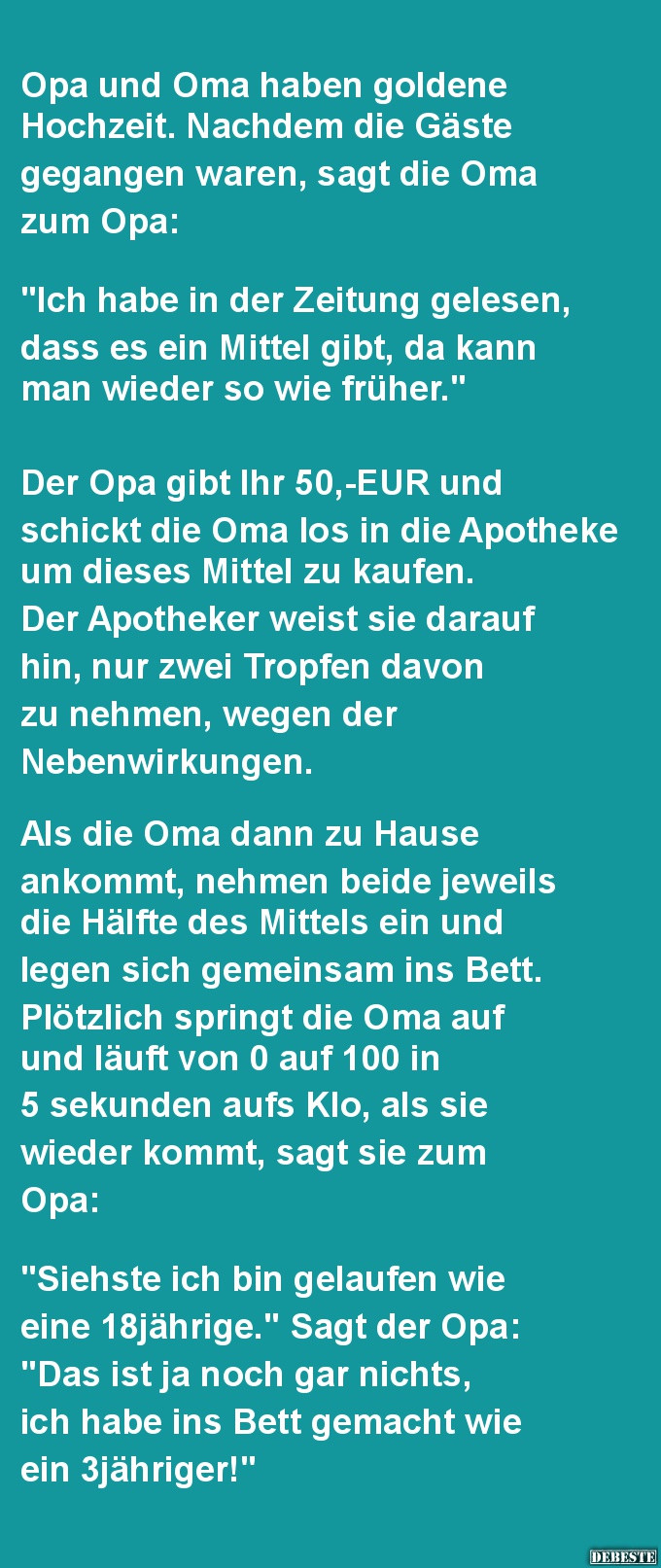 Goldene Hochzeit Sprüche Lustig
 Opa und Oma haben goldene Hochzeit