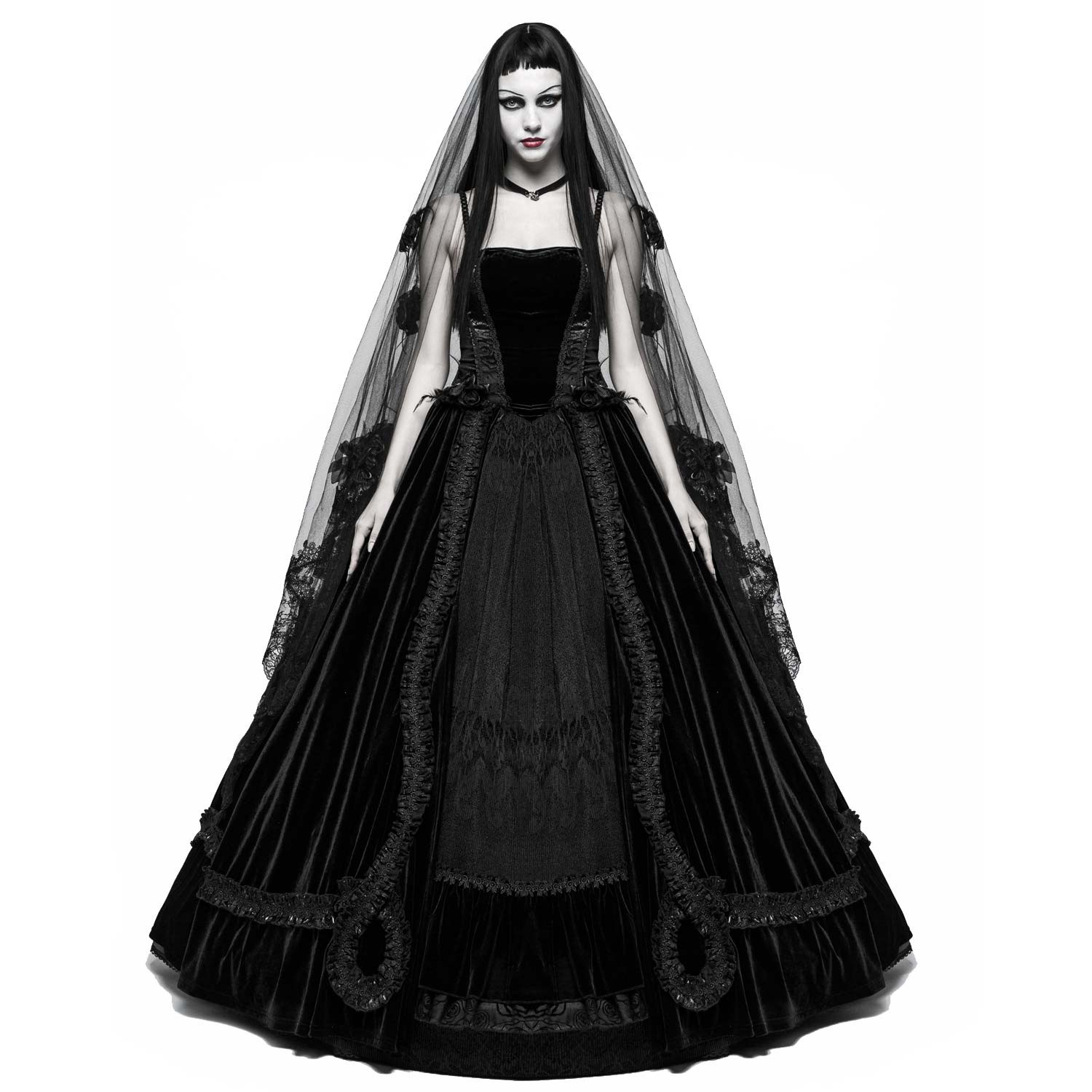 Gothic Hochzeitskleid
 Gothic Hochzeitskleid aus Samt mit Spitze