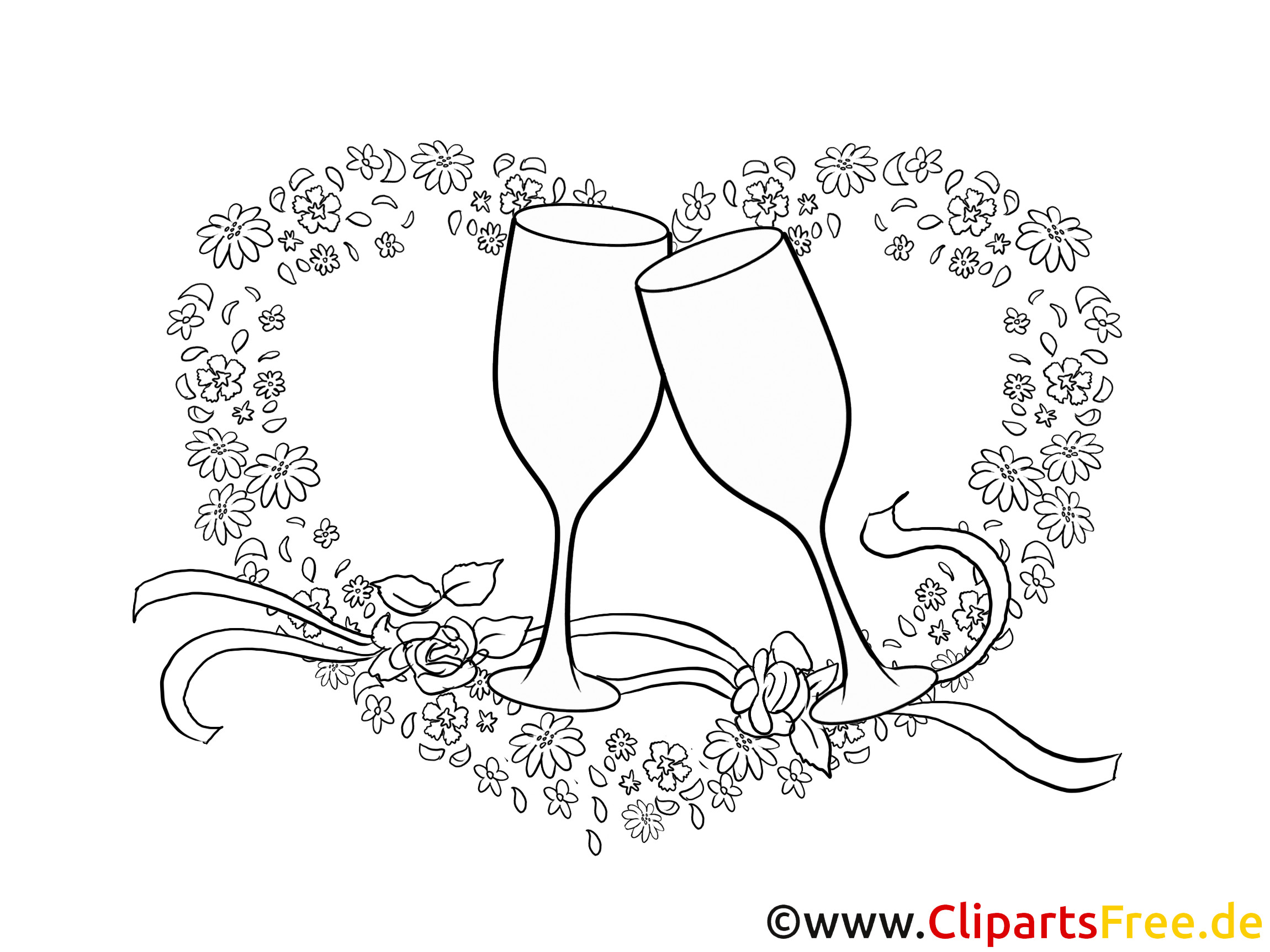 Grafik Hochzeit
 Sektgläser zur Hochzeit Clipart Bild Cartoon Grafik