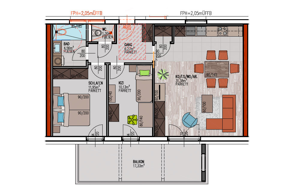 Grundriss Wohnung
 IMMOTERIA – Wohnprojekt FeldkirchenIMMOTERIA Wohnprojekt