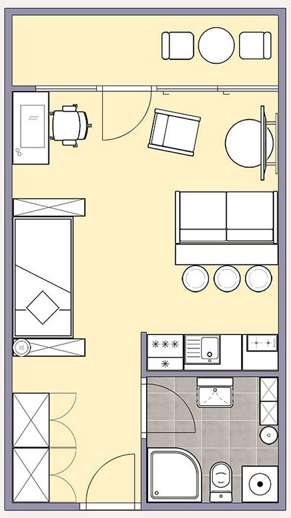 Grundriss Wohnung
 Kleine Wohnung einrichten So kommt Einzimmerwohnung