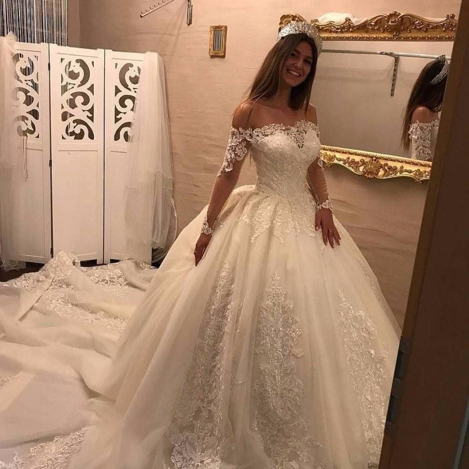 Günstig Hochzeit Feiern
 Luxury Brautkleider Spitze Mit Lange Ärmel Prinzessin